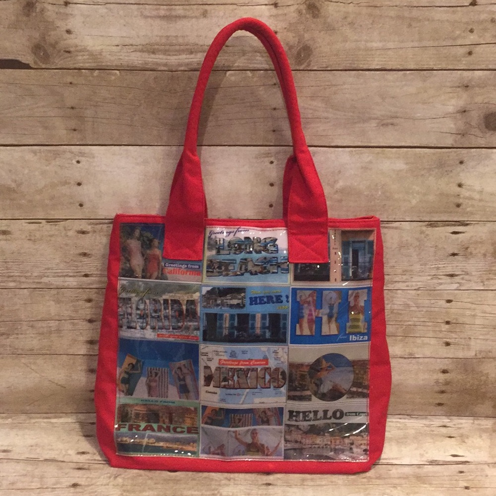 Cute Retro Postcard Travel of Beaches Tote Bag